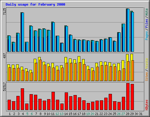 Daily usage for February 2000