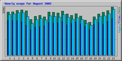 Hourly usage for August 2002